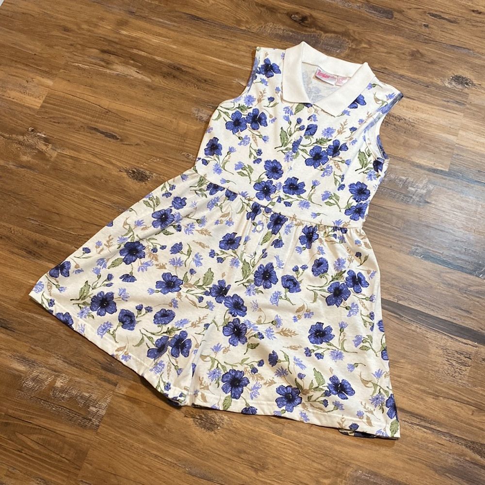 Vintage Y2K  Pennylane Blue  Floral Collared Sleeveless Romper